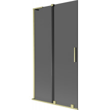 Mexen Velar L Badewannenfaltwand 2-teilig verschiebbar 100 x 150 cm, graphit, gebürstet gold - 896-100-003-41-55