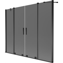 Mexen Velar Duo Badewannenfaltwand 2-flügelig, verschiebbar 200 x 150 cm, Graphit, Schwarz - 896-200-000-42-70