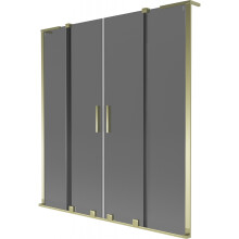 Mexen Velar L Duo Badewannenabtrennung 2-flügelig verschiebbar 140 x 150 cm, Graphit, Gold - 896-140-003-42-50