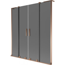 Mexen Velar L Duo vanová zástěna 2-křídlová posuvná 140 x 150 cm, grafit, růžové zlato - 896-140-003-42-60