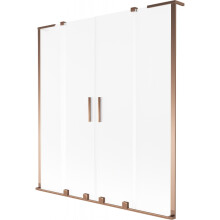 Mexen Velar L Duo Badewannenabtrennung 2-flügelig schiebbar 150 x 150 cm, Eisglas, Roségold - 896-150-003-32-60