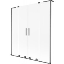 Mexen Velar L Duo Badewannenabtrennung 2-flügelig verschiebbar 150 x 150 cm, gefrostet, gebürstetes Gun Gray - 896-150-003-32-66