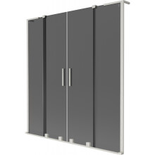 Mexen Velar L Duo Badewannenfaltwand 2-teilig verschiebbar 150 x 150 cm, Graphit, gebürsteter Nickel - 896-150-003-42-97