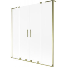 Mexen Velar L Duo vanová zástěna 2křídlá zasouvací 160 x 150 cm, mat, zlatá - 896-160-003-32-50