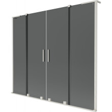 Mexen Velar L Duo Badewannenabtrennung, 2-flügelig, verschiebbar, 170 x 150 cm, grafit, gebürsteter Nickel - 896-170-003-42-97