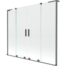 Mexen Velar L Duo vanová zástěna 2-křídlá posuvná 180 x 150 cm, transparentní, gun metal - 896-180-003-02-95