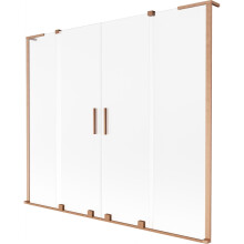 Mexen Velar L Duo kádparaván 2 szárnyú tolóajtóval 200 x 150 cm, matt üveg, kefélt réz - 896-200-003-32-65