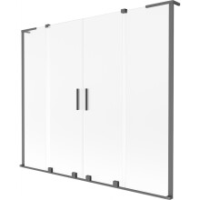 Mexen Velar L Duo fürdőkád paraván, 2 szárnyú tolóajtós, 200 x 150 cm, zúzmarás, gun metal - 896-200-003-32-95