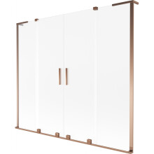 Mexen Velar L Duo kádparaván 2-szárnyú tolóajtó 200 x 150 cm, fagyos, rózsaarany - 896-200-003-32-60