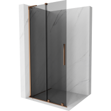 Mexen Velar L tolóajtós zuhanyfal Walk-in 120 x 200 cm, grafit 8 mm, rózsaarany - 871-120-003-43-60