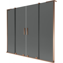 Mexen Velar L Duo kétszárnyú toló kádparaván 200 x 150 cm, grafit, rózsaarany - 896-200-003-42-60