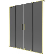 Mexen Velar L Duo vana sprchová 2-křídlová posuvná 140 x 150 cm, grafit, zlatý kartáčovaný - 896-140-003-42-55