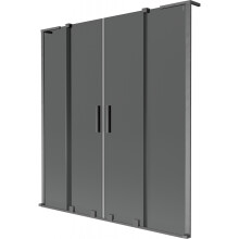Mexen Velar L Duo Badewannenfaltwand 2-teilig verschiebbar 150 x 150 cm, graphit, gebürstetes Gun Gray - 896-150-003-42-66