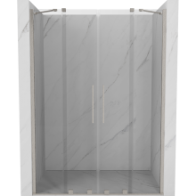 Mexen Velar Duo Schiebetür Duschabtrennung 150 cm, transparent, gebürsteter Nickel - 871-150-000-02-97