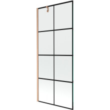 Mexen Next vanová zástěna 1-křídlová 80 x 150 cm, černý vzor, kartáčovaná měď - 895-080-000-00-77-65