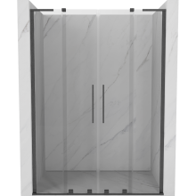 Mexen Velar L Duo posuvné sprchové dveře 140 cm, transparentní, kartáčovaná šedá - 871-140-003-02-66