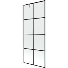 Mexen Next vanová zástěna 1-křídlová 80 x 150 cm, černý vzor, kartáčovaný nikl - 895-080-000-00-77-97