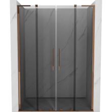 Mexen Velar L Duo posuvné sprchové dveře 140 cm, grafit, růžové zlato - 871-140-003-42-60
