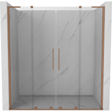 Mexen Velar L Duo Duschschiebetüren 180 cm, transparent, gebürstetes Kupfer - 871-180-003-02-65