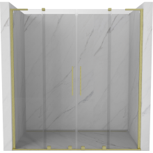 Mexen Velar L Duo Schiebetüren 200 cm, transparent, gebürstet gold - 871-200-003-02-55