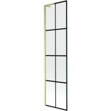 Mexen Next L paraván vanový, jednokřídlý, 50 x 150 cm, černá mřížka, zlatý kartáčovaný - 895-050-000-03-77-55