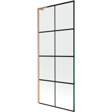 Mexen Next L vanová paraván 1-křídlový 80 x 150 cm, černý vzor, kartáčovaná měď - 895-080-000-03-77-65