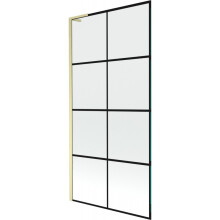 Mexen Next L vanová zástěna 1-křídlá 90 x 150 cm, černý vzor, zlatý kartáčovaný - 895-090-000-03-77-55