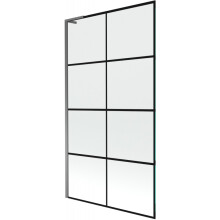 Mexen Next L vanová zástěna 1-křídlová 100 x 150 cm, černý vzor, gun metal - 895-100-000-03-77-95