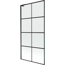 Mexen Next L vanová zástěna 1-křídlová 90 x 150 cm, černá mřížka, černý - 895-090-000-03-77-70