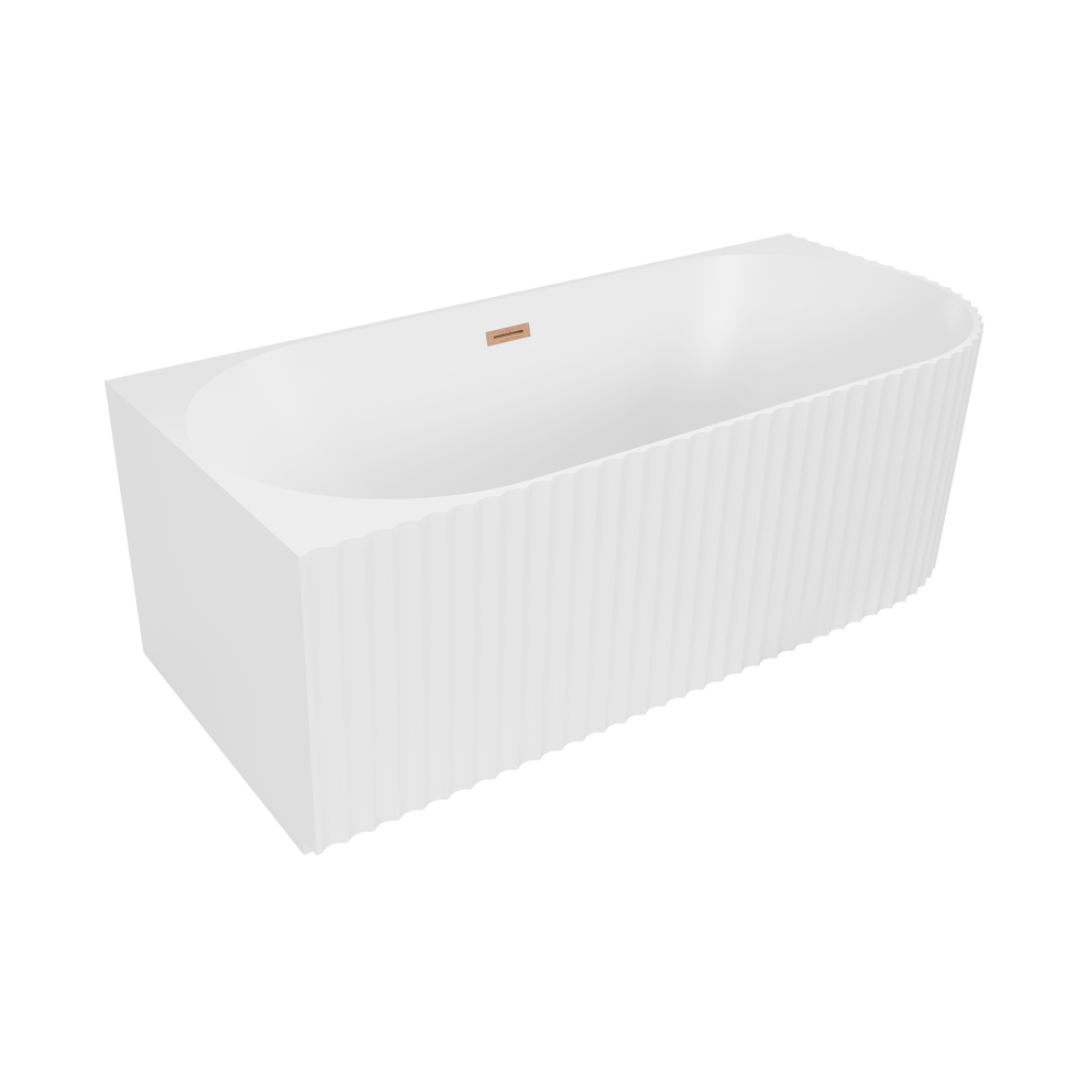 Mexen Gia Wanna Volně StojíCí Rohová RýHovaná Levá 150 X 75 Cm, BíLá Mat, PřEpad Měď KartáčOvaná - 52701507501L-65-image