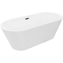Mexen Yara voľne stojaca ryhovaná vaňa 170 x 75 cm, biela, prepad čierny - 52861707500-70