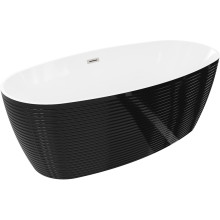 Mexen Lira cadă freestanding model 170 x 80 cm, alb/negru, preaplin nichel periat - 52831708075-97