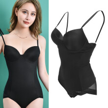 Sommer Damen-Shapewear mit Bügel-Waist Trainer Schlankmachender Body Shaper (Schwarz) L