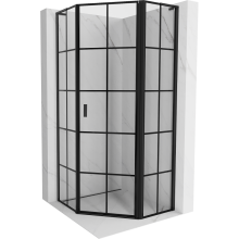Mexen Mist L cabină de duș pentagonală rabatabilă dreapta 80 x 80 cm, grilaj negru, negru - 8A8L-080-080-70-77-P