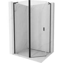 Cabina de duș pentagonală asimetrică Mexen Mist L cu ușă batantă 100 x 80 cm, transparentă, neagră - 8A8L-100-080-70-00