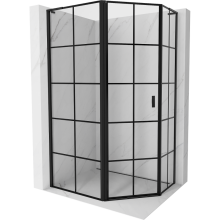 Mexen Mist L fünfeckige asymmetrische Duschkabine links 100 x 80 cm, schwarzes Gitter, schwarz - 8A8L-100-080-70-77-L