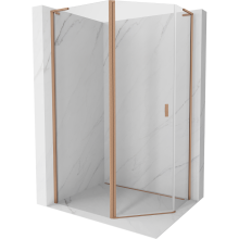 Mexen Mist L cabină de duș pentagonală asimetrică batantă 100x80 cm, transparent, cupru periat - 8A8L-100-080-65-00