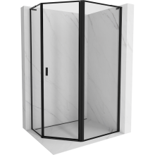 Mexen Mist L asymmetrische pentagonale Duschkabine rechts 100 x 80 cm, schwarzer Rahmen, schwarz - 8A8L-100-080-70-70-P