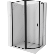Mexen Mist L Duschkabine fünfeckig asymmetrisch schwenkbar links 100 x 80 cm, schwarzer Rahmen, schwarz - 8A8L-100-080-70-70-L
