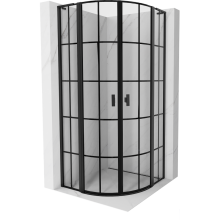 Mexen Mist L cabină de duș semirotundă cu ușă batantă 90 x 90 cm, grilaj negru, negru - 8A32L-090-090-70-77