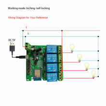 Smart Wireless Control Switch Modul für Tuya 433MHz 4-Kanal WiFi BT Smart Modul Unterstützung Zeitsteuerung APP-Steuerung für Smart Home