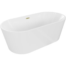 Mexen Luna freistehende Badewanne 140 x 75 cm, weiß, Überlauf gebürstet Gold - 52031407500-55