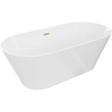 Mexen Luna Slim cadă de baie freestanding 170 x 75 cm, albă, preaplin auriu periat - 52041707500-55