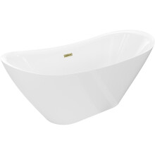Mexen Lotos voľne stojaca vaňa 150 x 75 cm, biela, zlatý prepad - 52051507700-50