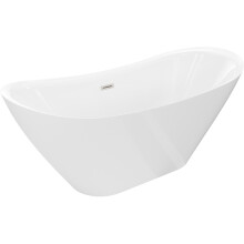 Mexen Lotos cadă freestanding 160 x 75 cm, albă, preaplin nichel periat - 52051607700-97