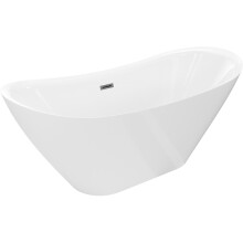 Mexen Lotos cadă de baie freestanding 160 x 75 cm, albă, cu preaplin gun gray periat - 52051607700-66