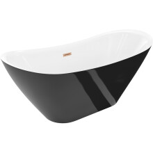 Mexen Lotos cadă freestanding 160 x 75 cm, albă/neagră, preaplin cupru periat - 52051607775-65