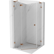 Mexen Lunar L pětiúhelníkový sprchový kout sklopný levý 80 x 80 cm, transparentní, růžové zlato - 831L-080L-080P-60-00-L
