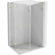 Mexen Lunar L pětiúhelníková sprchová kabina s otočnými dveřmi levá 80 x 90 cm, čirá, zlatá kartáčovaná - 831L-080L-090P-55-00-L