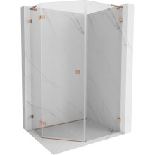 Mexen Lunar L pětiúhelníková sprchová kabina, otočná levá 80 x 90 cm, transparentní, kartáčovaná měď - 831L-080L-090P-65-00-L